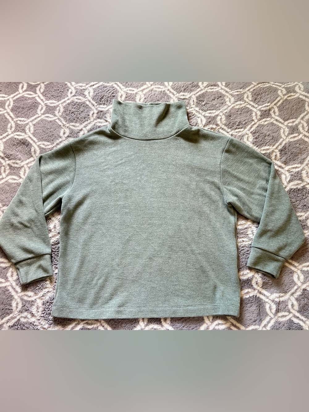 Uniqlo Soft Knitted Mint Green Turtleneck Ribbed Long Sleeve Top Size Small